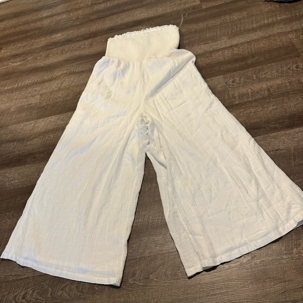 American Eagle Outfitters White Wide-Leg Jumpsuit Romper